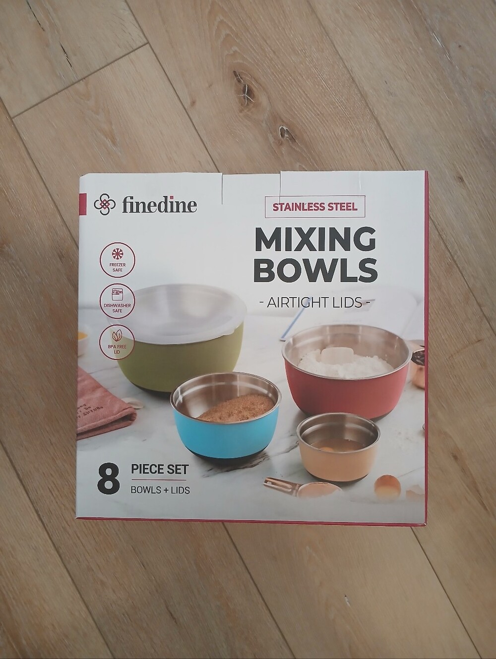 NEW✨️Set of 4 Finedine Stainless Steel Mixing Storage Bowls with Lids